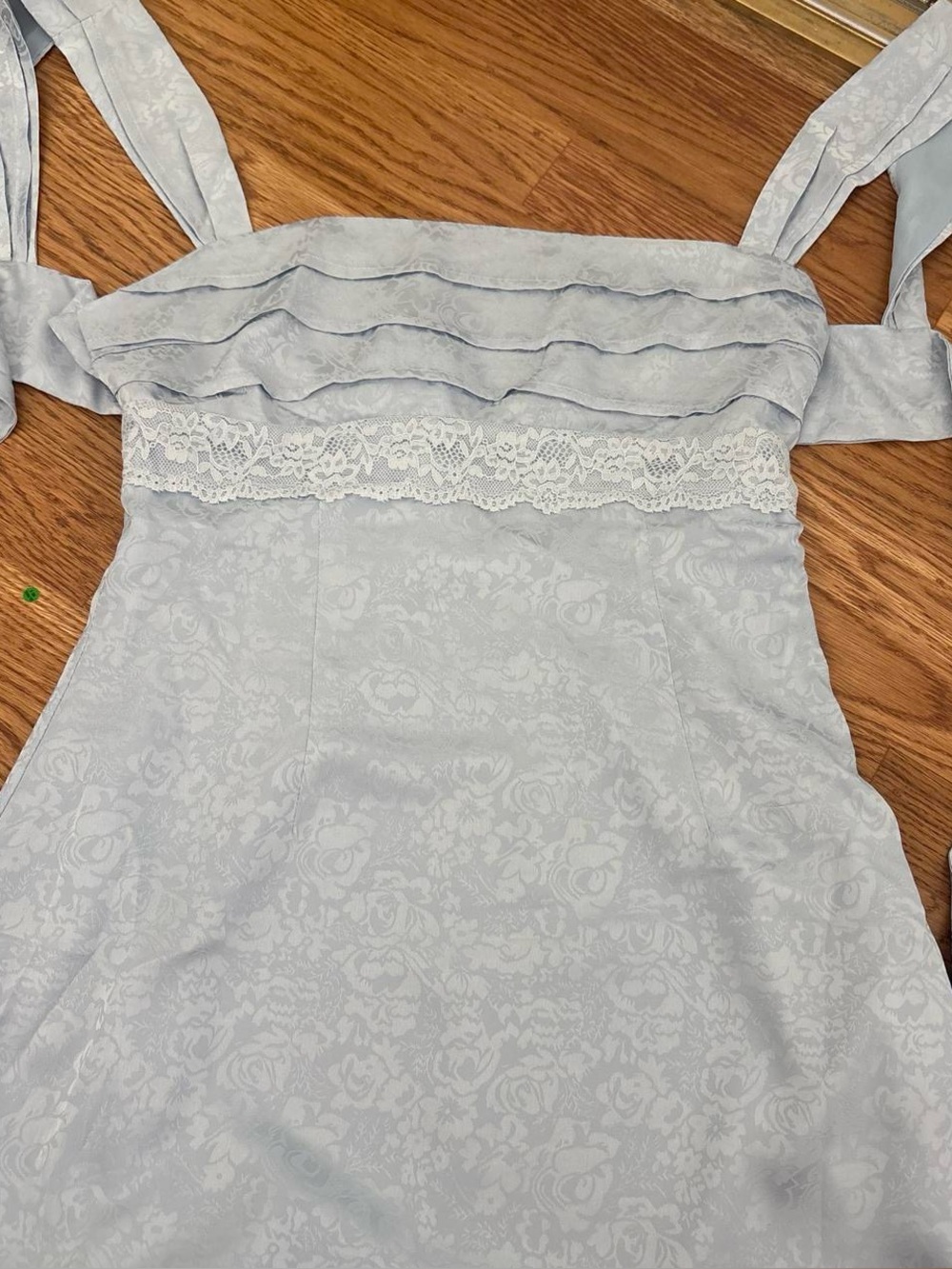 Beginning Boutique Light Blue Floral Jacquard Dress